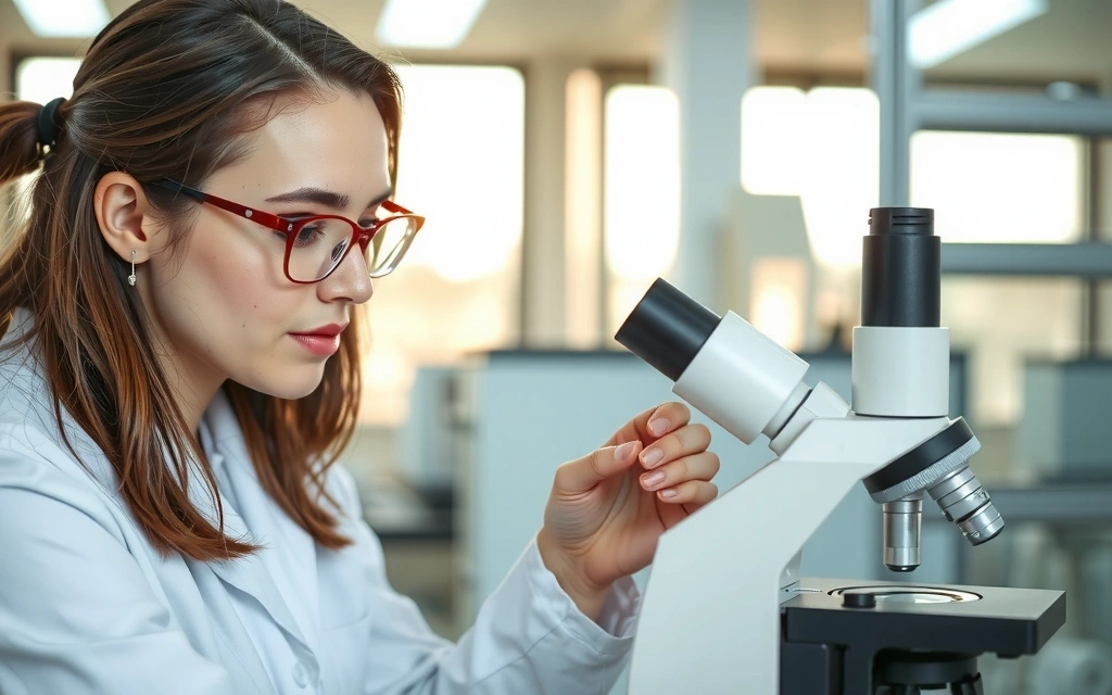 Scientist examining facial cream in a lab